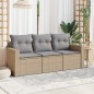 vidaXL Juego de sofás de jardín con cojines beige 3 pzas ratán PE vidaXL Juego de sofás de jardín con cojines beige 3 pzas ratán PE
