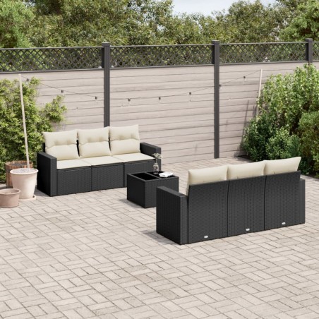 vidaXL Set de comedor de jardín 7 pzas y cojines ratán sintético negro