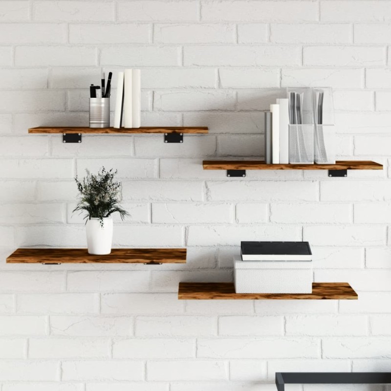 vidaXL Estantes pared 4 uds madera ingeniería roble humo 60x30x1,5 cm vidaXL Estantes pared 4 uds madera ingeniería roble humo 60x30x1,5 cm