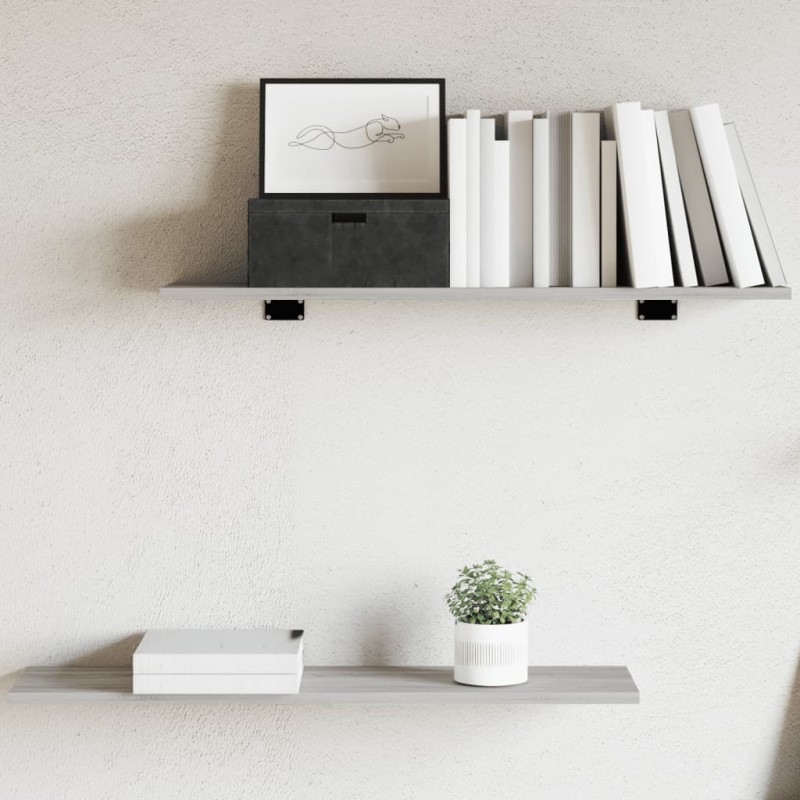 vidaXL Estantes pared 4 uds madera ingeniería gris Sonoma 80x20x1,5 cm vidaXL Estantes pared 4 uds madera ingeniería gris Sonoma 80x20x1,5 cm
