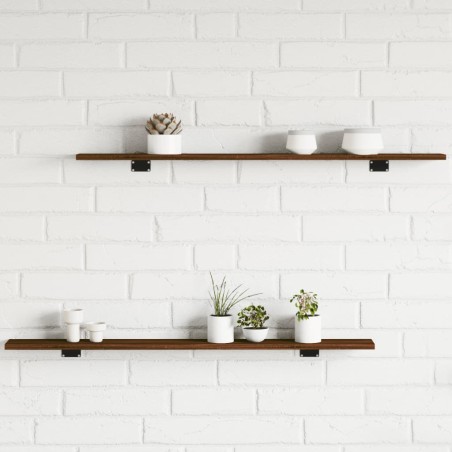 vidaXL Estantes pared 4 uds madera ingeniería marrón 100x10x1,5 cm