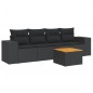 vidaXL Set de muebles de jardín 5 pzas y cojines ratán sintético negro vidaXL Set de muebles de jardín 5 pzas y cojines ratán sintético negro