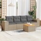 vidaXL Juego de sofás jardín con cojines 5 pzas ratán sintético beige vidaXL Juego de sofás jardín con cojines 5 pzas ratán sintético beige