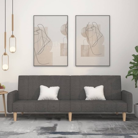 vidaXL Sofá cama de 2 plazas tela gris oscuro