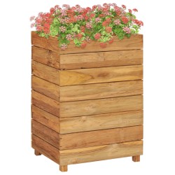 vidaXL Jardinera madera maciza de teca y acero 50x40x72 cm