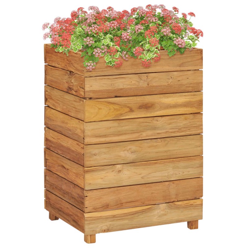vidaXL Jardinera madera maciza de teca y acero 50x40x72 cm
