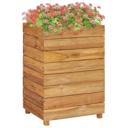 vidaXL Jardinera madera maciza de teca y acero 50x40x72 cm