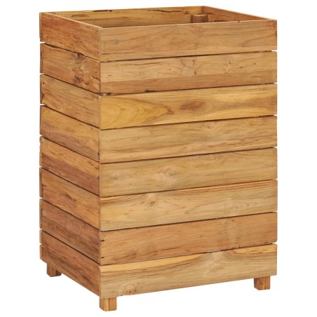 vidaXL Jardinera madera maciza de teca y acero 50x40x72 cm