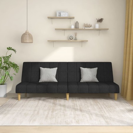 vidaXL Sofá cama de 2 plazas tela negro