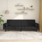 vidaXL Sofá cama de 2 plazas con dos almohadas tela negro vidaXL Sofá cama de 2 plazas con dos almohadas tela negro