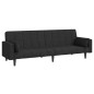 vidaXL Sofá cama de 2 plazas con dos almohadas tela negro vidaXL Sofá cama de 2 plazas con dos almohadas tela negro