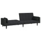vidaXL Sofá cama de 2 plazas con dos almohadas tela negro vidaXL Sofá cama de 2 plazas con dos almohadas tela negro