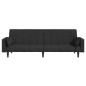 vidaXL Sofá cama de 2 plazas con dos almohadas tela negro vidaXL Sofá cama de 2 plazas con dos almohadas tela negro