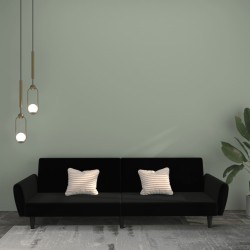 vidaXL Sofá cama de 2 plazas terciopelo negro