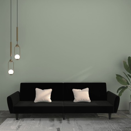 vidaXL Sofá cama de 2 plazas terciopelo negro