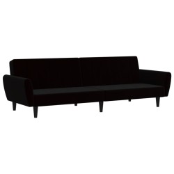 vidaXL Sofá cama de 2 plazas terciopelo negro