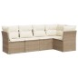 vidaXL Juego de sofás jardín con cojines 5 pzas ratán sintético beige vidaXL Juego de sofás jardín con cojines 5 pzas ratán sintético beige