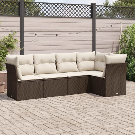 vidaXL Set comedor de jardín 5 piezas y cojines ratán sintético marrón