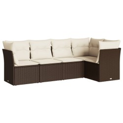 vidaXL Set comedor de jardín 5 piezas y cojines ratán sintético marrón