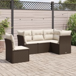 vidaXL Set comedor de jardín 5 piezas y cojines ratán sintético marrón