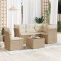 vidaXL Juego de sofás jardín con cojines 6 pzas ratán sintético beige