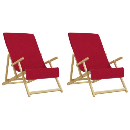 vidaXL Toallas de playa 2 uds tela burdeos 400 g/m² 60x135 cm