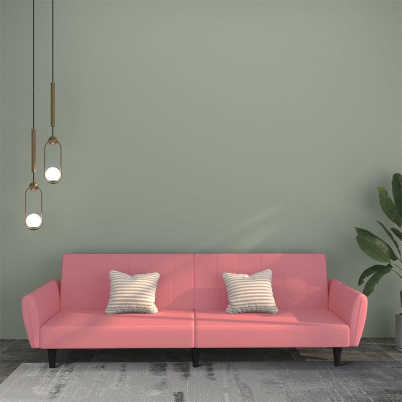 vidaXL Sofá cama de 2 plazas terciopelo rosa vidaXL Sofá cama de 2 plazas terciopelo rosa