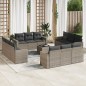 vidaXL Set sofás de jardín con cojines 13 piezas ratán sintético gris