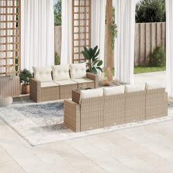 vidaXL Juego de sofás de jardín con cojines beige 8 pzas ratán PE