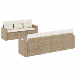 vidaXL Juego de sofás de jardín con cojines beige 8 pzas ratán PE