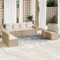 vidaXL Set de sofás de jardín 9 pzas con cojines ratán sintético beige vidaXL Set de sofás de jardín 9 pzas con cojines ratán sintético beige