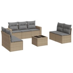 vidaXL Juego de sofás de jardín con cojines beige 8 pzas ratán PE