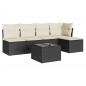 vidaXL Set de sofás de jardín 6 piezas y cojines ratán sintético negro vidaXL Set de sofás de jardín 6 piezas y cojines ratán sintético negro