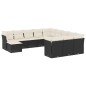 vidaXL Set de sofás de jardín 12 piezas cojines ratán sintético negro