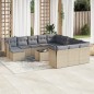 vidaXL Set sofás de jardín con cojines 13 pzas ratán sintético beige vidaXL Set sofás de jardín con cojines 13 pzas ratán sintético beige