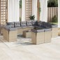 vidaXL Set sofás de jardín 14 pzas con cojines ratán sintético beige vidaXL Set sofás de jardín 14 pzas con cojines ratán sintético beige