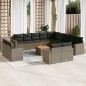 vidaXL Set de sofás de jardín 14 pzas con cojines ratán sintético gris vidaXL Set de sofás de jardín 14 pzas con cojines ratán sintético gris