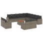 vidaXL Set de sofás de jardín 14 pzas con cojines ratán sintético gris vidaXL Set de sofás de jardín 14 pzas con cojines ratán sintético gris