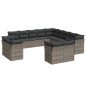 vidaXL Set sofás de jardín con cojines 13 piezas ratán sintético gris vidaXL Set sofás de jardín con cojines 13 piezas ratán sintético gris