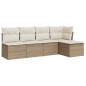 vidaXL Juego de sofás jardín con cojines 5 pzas ratán sintético beige vidaXL Juego de sofás jardín con cojines 5 pzas ratán sintético beige