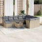 vidaXL Set de sofás de jardín 11pzas con cojines ratán sintético beige vidaXL Set de sofás de jardín 11pzas con cojines ratán sintético beige