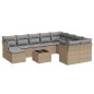 vidaXL Set de sofás de jardín 11pzas con cojines ratán sintético beige vidaXL Set de sofás de jardín 11pzas con cojines ratán sintético beige