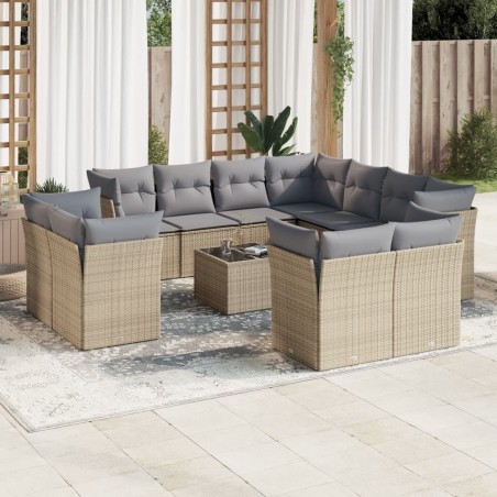 vidaXL Set de sofás de jardín 12 pzas y cojines ratán sintético marrón