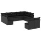 vidaXL Set de sofás de jardín 11 pzas y cojines ratán sintético negro