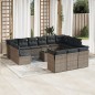 vidaXL Set de sofás de jardín 14 pzas con cojines ratán sintético gris vidaXL Set de sofás de jardín 14 pzas con cojines ratán sintético gris