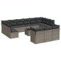 vidaXL Set de sofás de jardín 14 pzas con cojines ratán sintético gris vidaXL Set de sofás de jardín 14 pzas con cojines ratán sintético gris