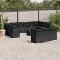 vidaXL Set sofás de jardín 14 pzas con cojines ratán sintético negro vidaXL Set sofás de jardín 14 pzas con cojines ratán sintético negro
