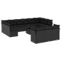 vidaXL Set sofás de jardín 14 pzas con cojines ratán sintético negro vidaXL Set sofás de jardín 14 pzas con cojines ratán sintético negro