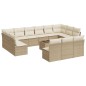 vidaXL Set sofás de jardín 14 pzas con cojines ratán sintético beige vidaXL Set sofás de jardín 14 pzas con cojines ratán sintético beige