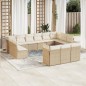 vidaXL Set sofás de jardín con cojines 13 pzas ratán sintético beige vidaXL Set sofás de jardín con cojines 13 pzas ratán sintético beige